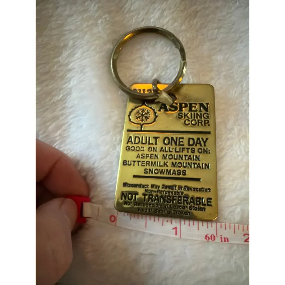 Vintage Aspen Skiing Corp Brassworks One Day Lift Ticket Keychain Snowmass CO